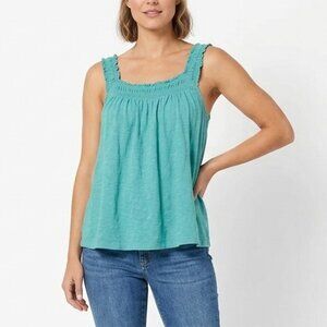 Anthropologie Lillian Ruched Tank Summer Sleeveless Top Shirt Teal Boho Casual